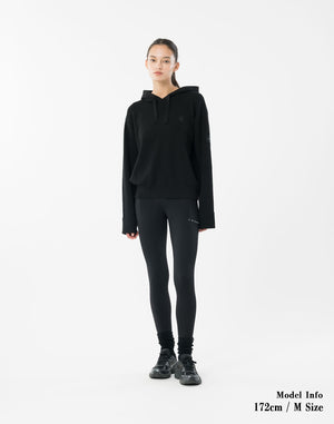 CRONOS WOMEN Flex Rib Knit Hoodie【BLACK】