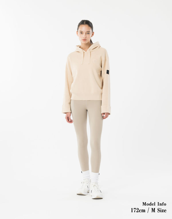 CRONOS WOMEN Flex Rib Knit Hoodie【BEIGE】
