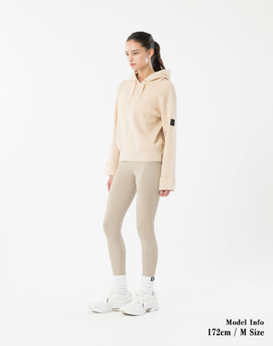 CRONOS WOMEN Flex Rib Knit Hoodie【BEIGE】