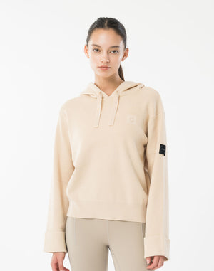 CRONOS WOMEN Flex Rib Knit Hoodie【BEIGE】