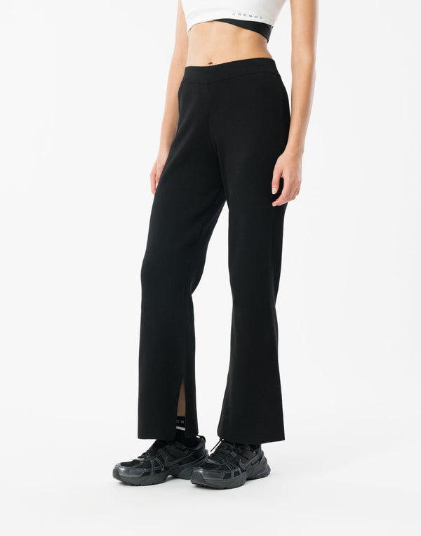 CRONOS WOMEN Flex Rib Knit Pants【BLACK】