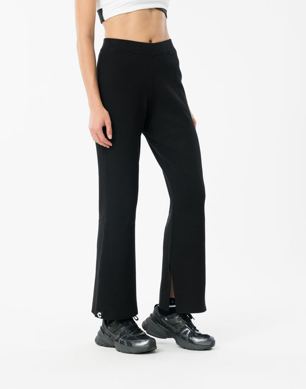 CRONOS WOMEN Flex Rib Knit Pants【BLACK】