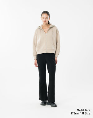 CRONOS WOMEN Flex Rib Knit Pants【BLACK】