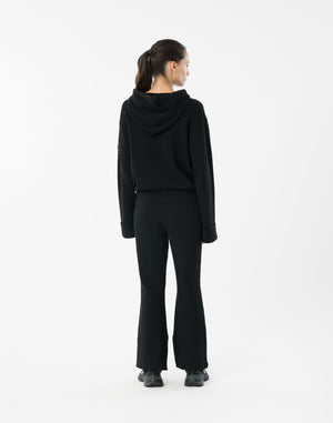 CRONOS WOMEN Flex Rib Knit Pants【BLACK】