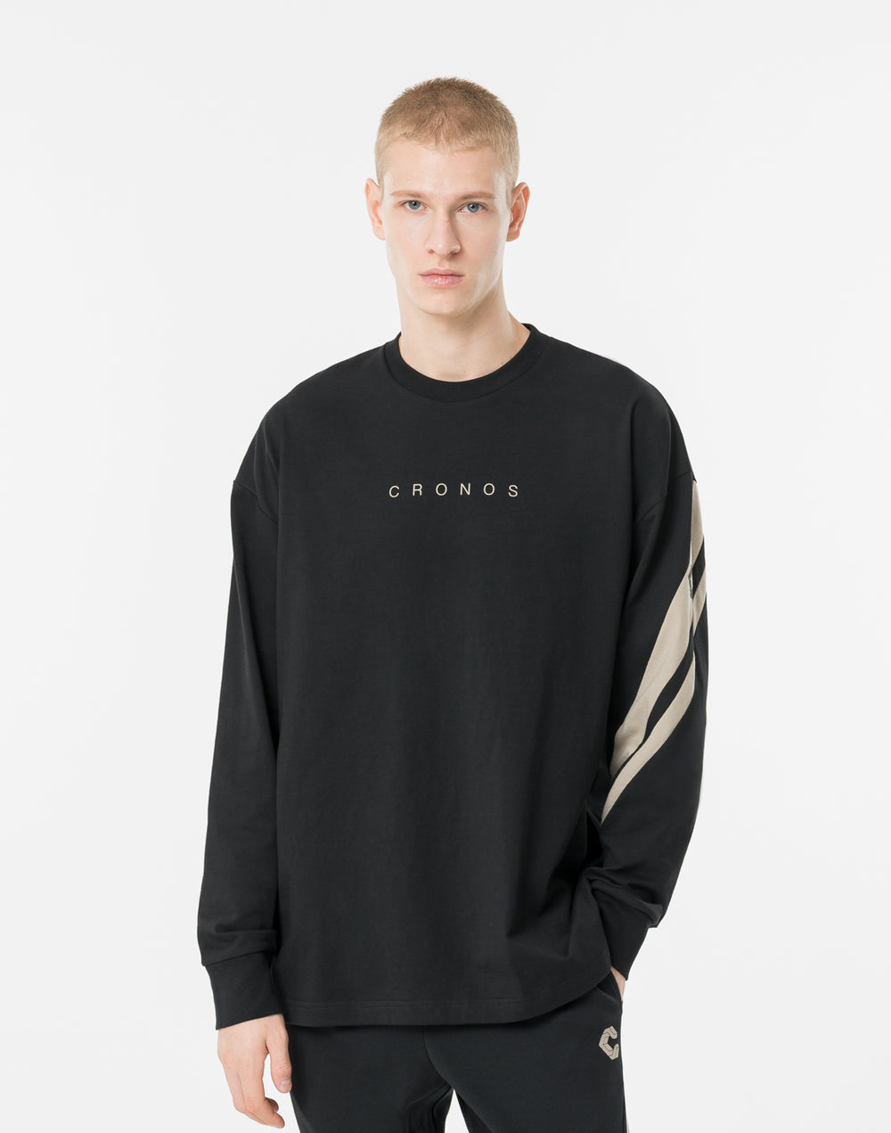 CRONOS CROSSLINE L/S TEE【ブラック×グレージュ】