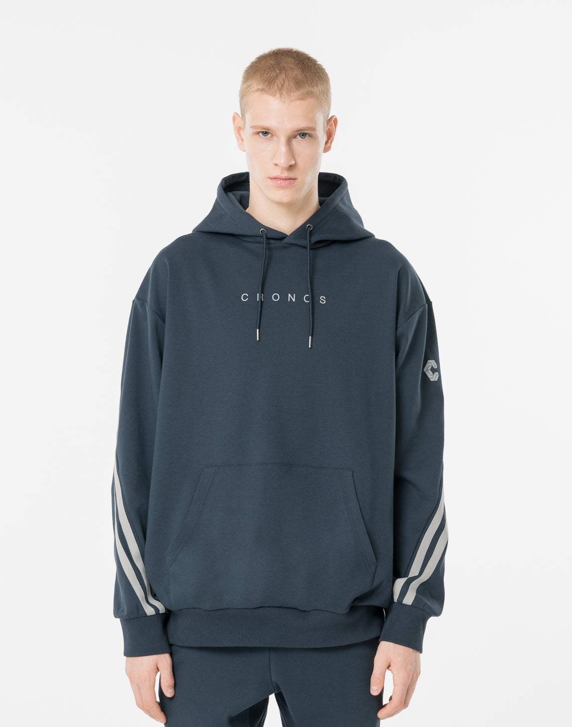クロノス CRONOS ツインストライプフーディー サイズS ブラック×ホワイト CRONOS TWIN STRIPE HOODIE【NAVY】