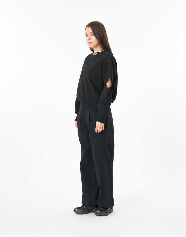 CRONOS WOMEN CUT OUT SWEAT【BLACK】