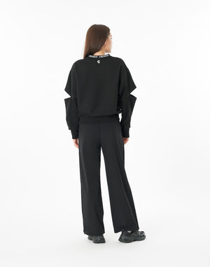 CRONOS WOMEN CUT OUT SWEAT【BLACK】