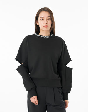 CRONOS WOMEN CUT OUT SWEAT【BLACK】