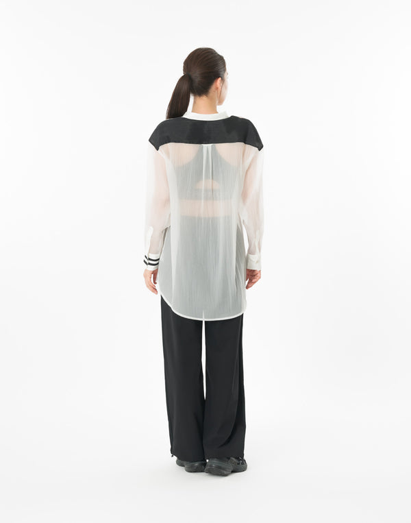 CRONOS WOMEN SHEER SHIRTS【WHITE】