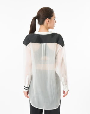 CRONOS WOMEN SHEER SHIRTS【WHITE】