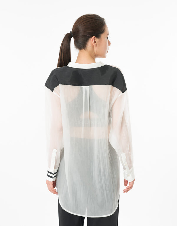 CRONOS WOMEN SHEER SHIRTS【WHITE】