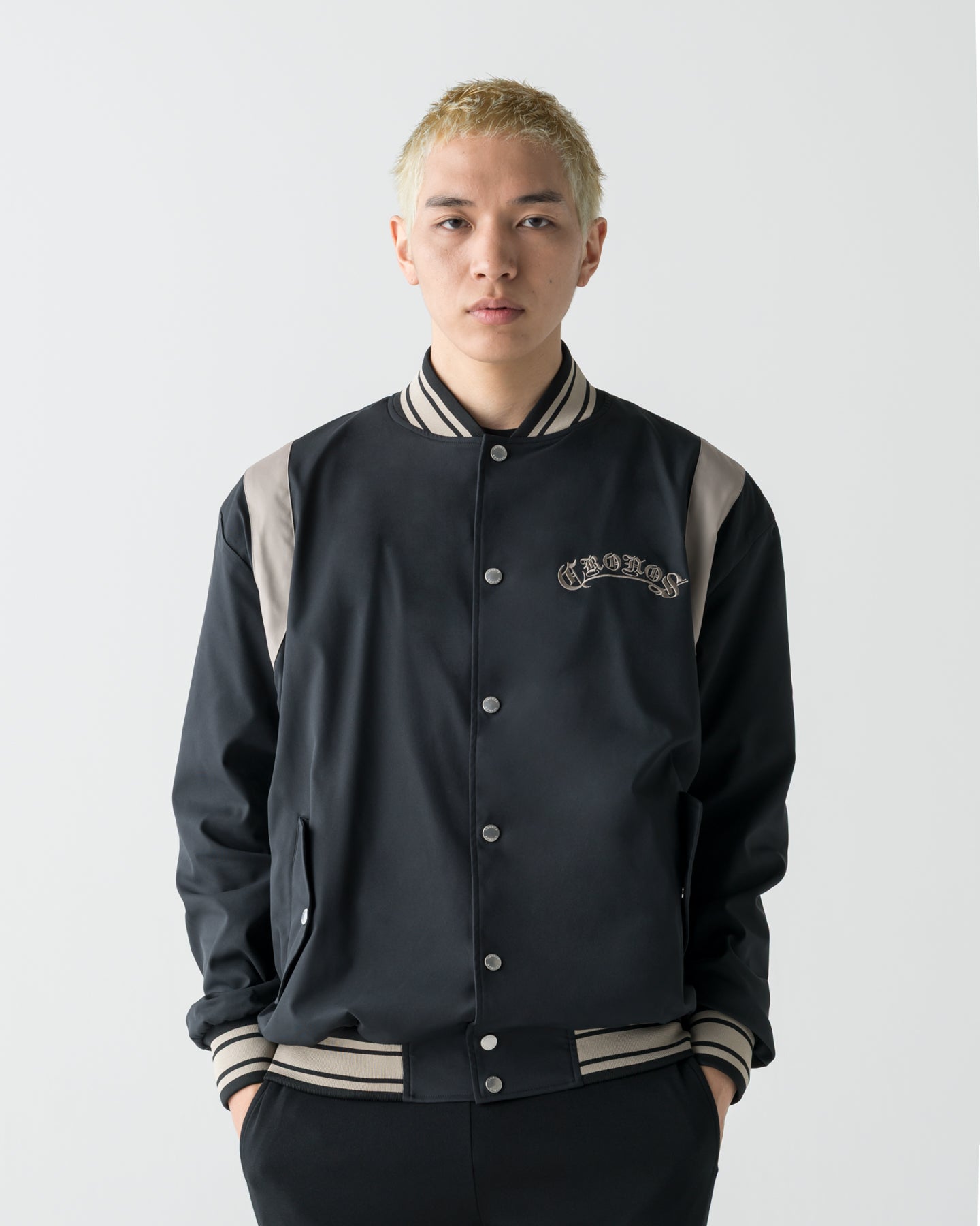 CRONOS BLACKLETTER SNAP BLOUSON【BLACK×GREIGE】