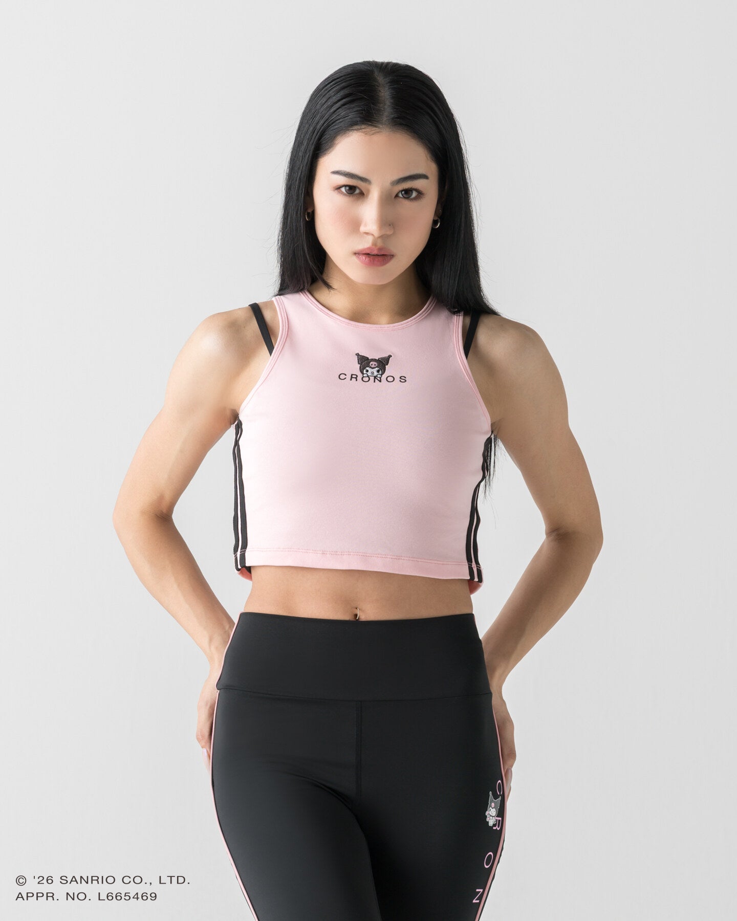 CRONOS クロノス　ピンク　セットアップ　トレーニングウェア CRONOS WOMEN BLACK LETTER BRA【PINK】
