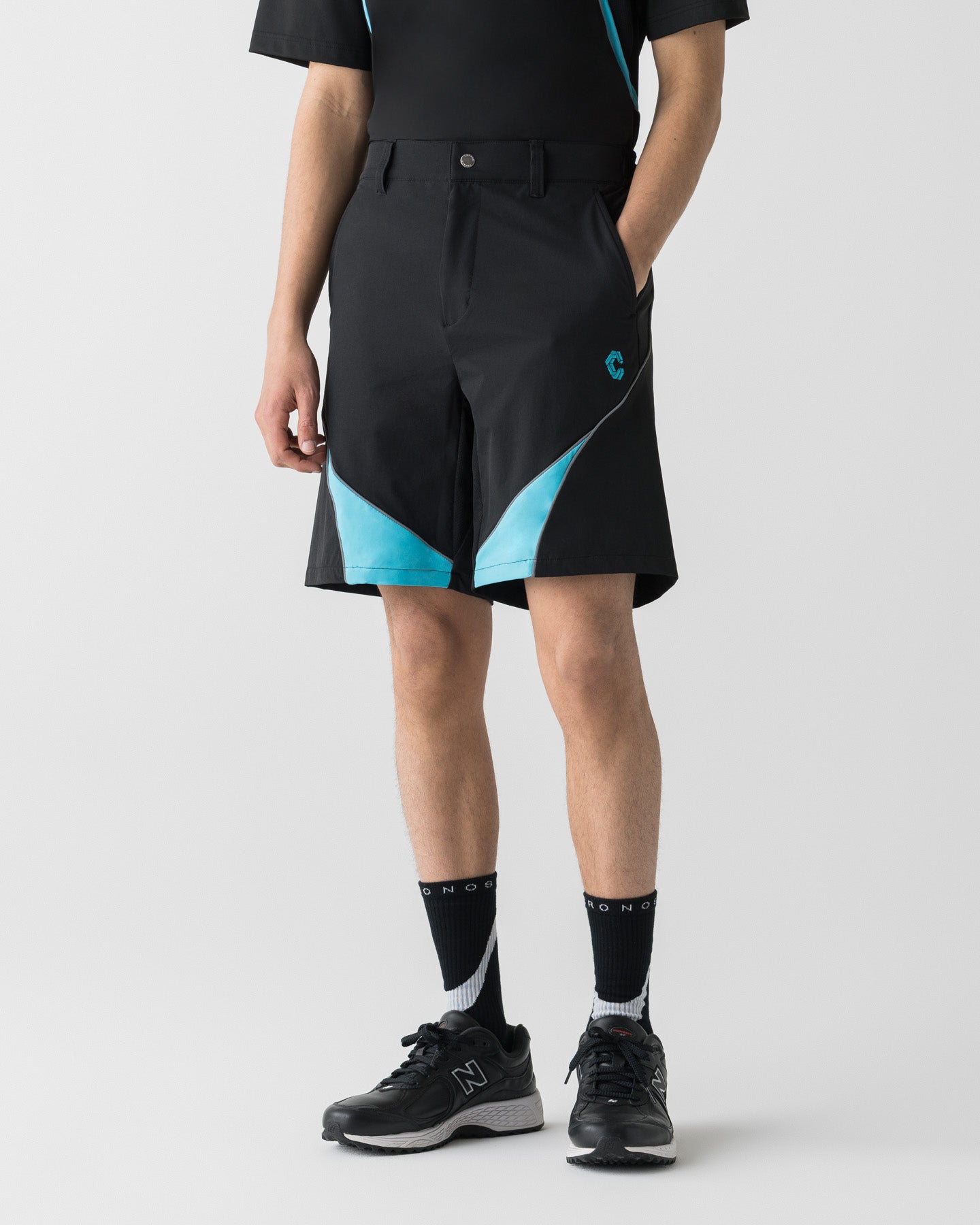 CRONOS BLACK ACTIVE MESH SHORTS【BLACK×BLUE】