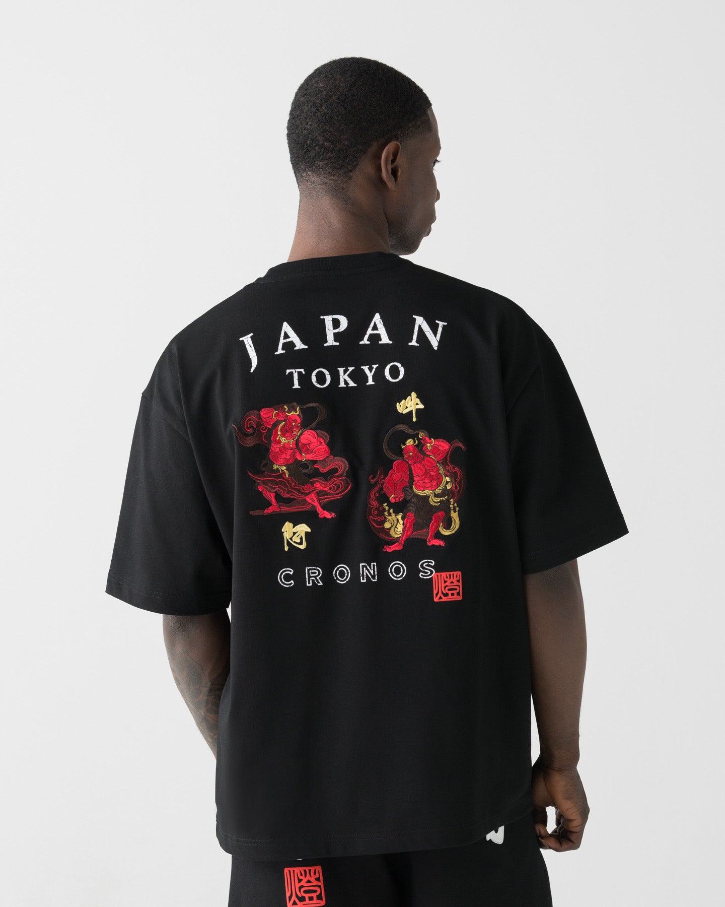 CRONOS TOMOSHIBI SERIES A-UN EMBROIDERY S/S TEE【BLACK】