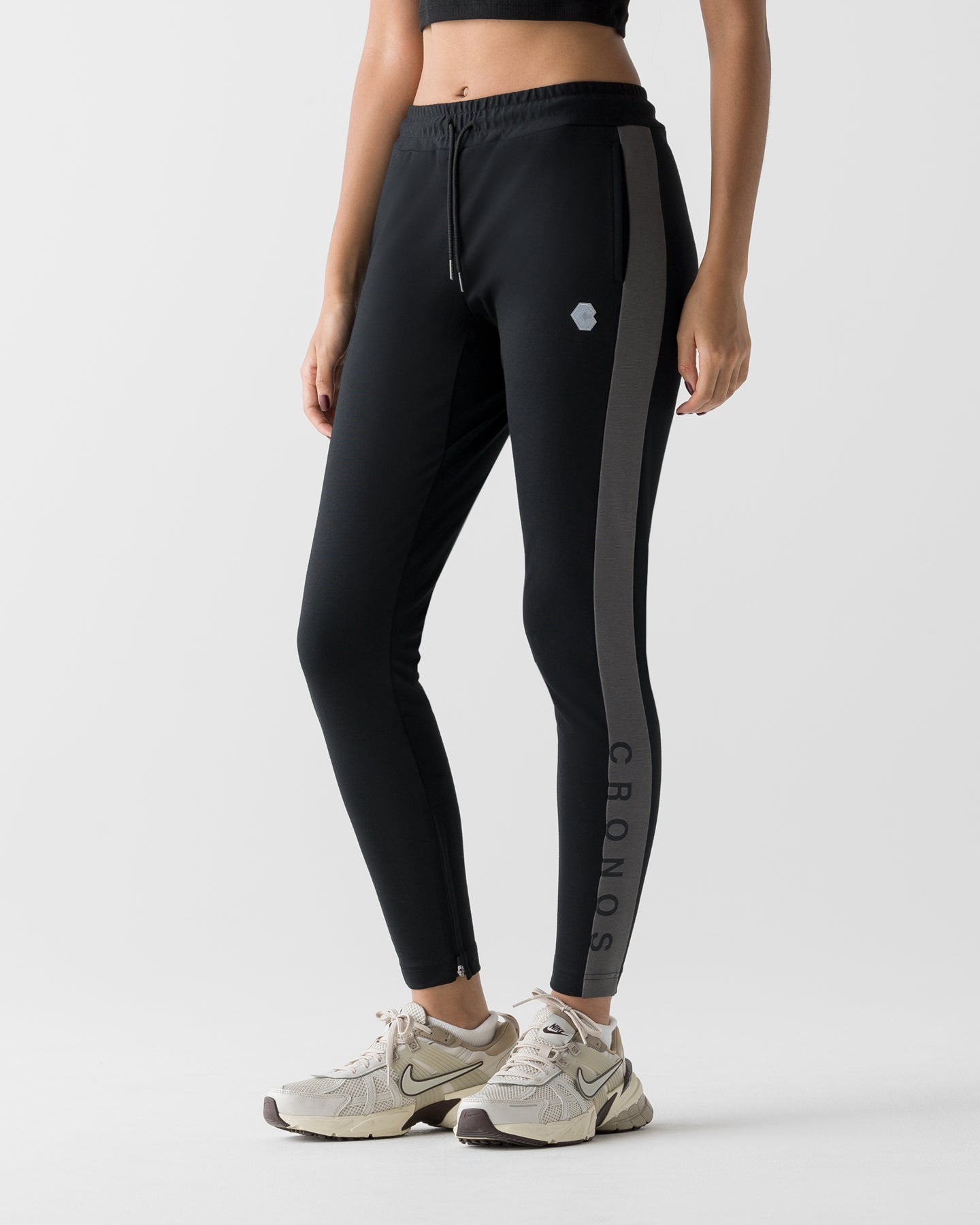 CRONOS WOMEN COOL FIT SKINNY PANTS【BLACK×GRAY】