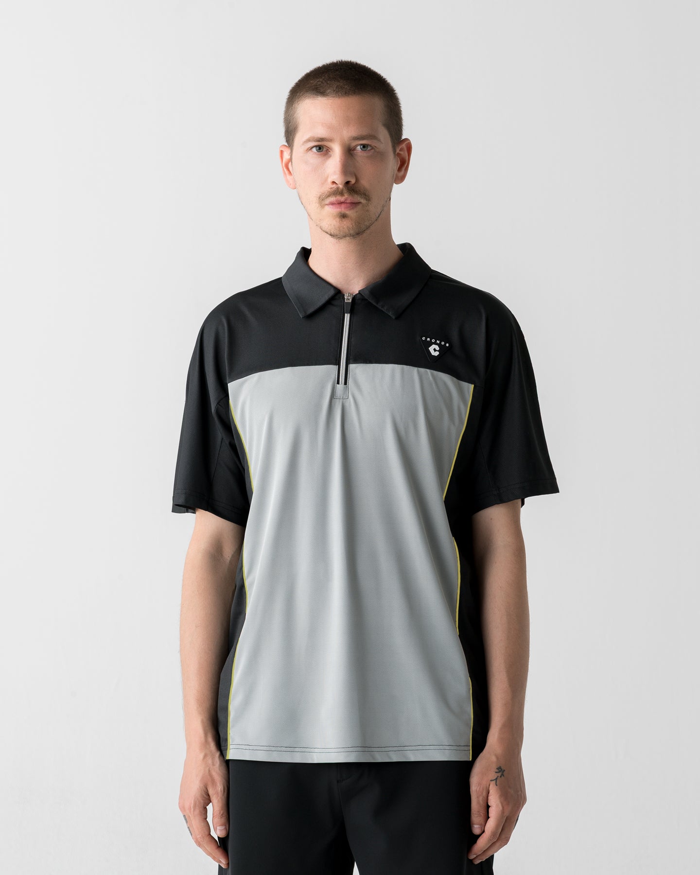 CRONOS BLACK DUAL TONE HALF ZIP POLO【BLACK×YELLOW】