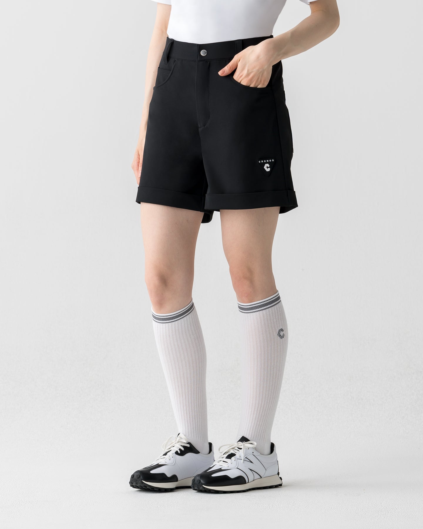 CRONOS BLACK WOMEN MONOCHROME SHORTS【BLACK×WHITE】