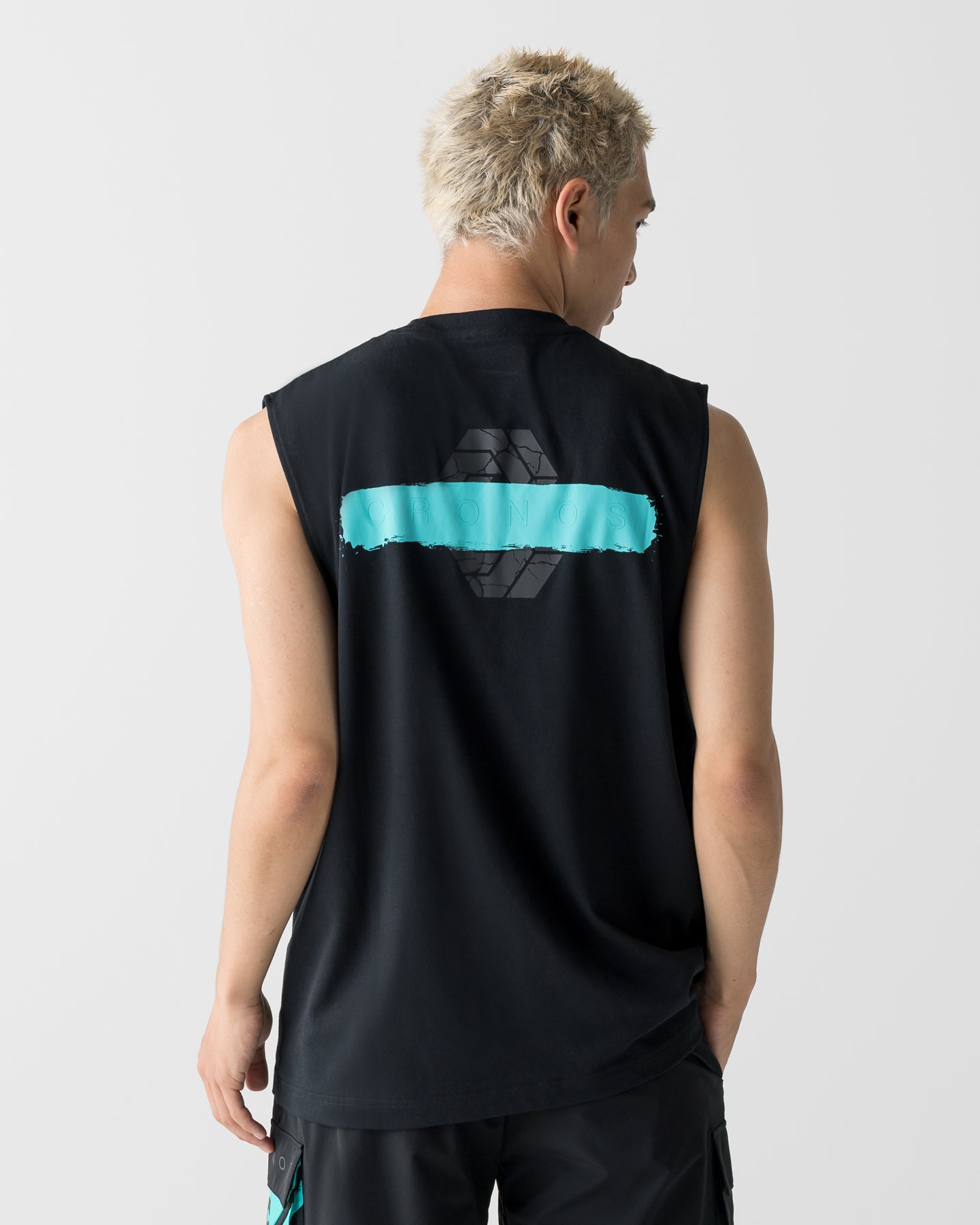 CRONOS PAINT STROKE COOL SLEEVELESS【BLACK×T.BLUE】