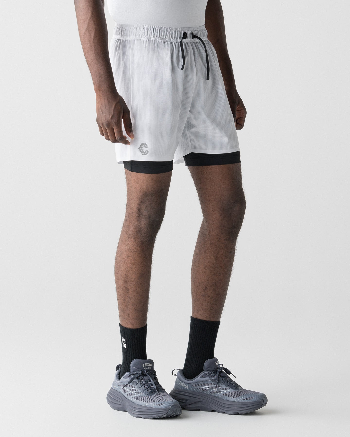 CRONOS RUN RACE 2IN1 SHORTS【WHITE×BLACK】