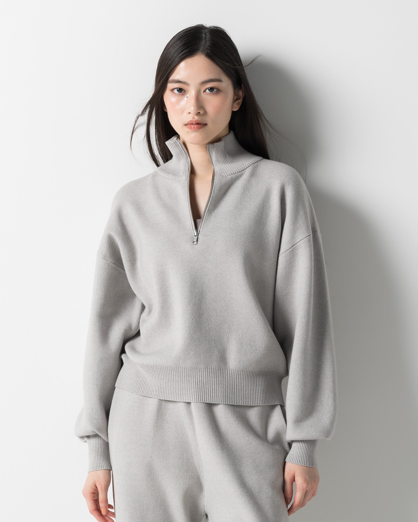 CRONOS WOMEN WARM HALF ZIP SWEAT【GRAY】