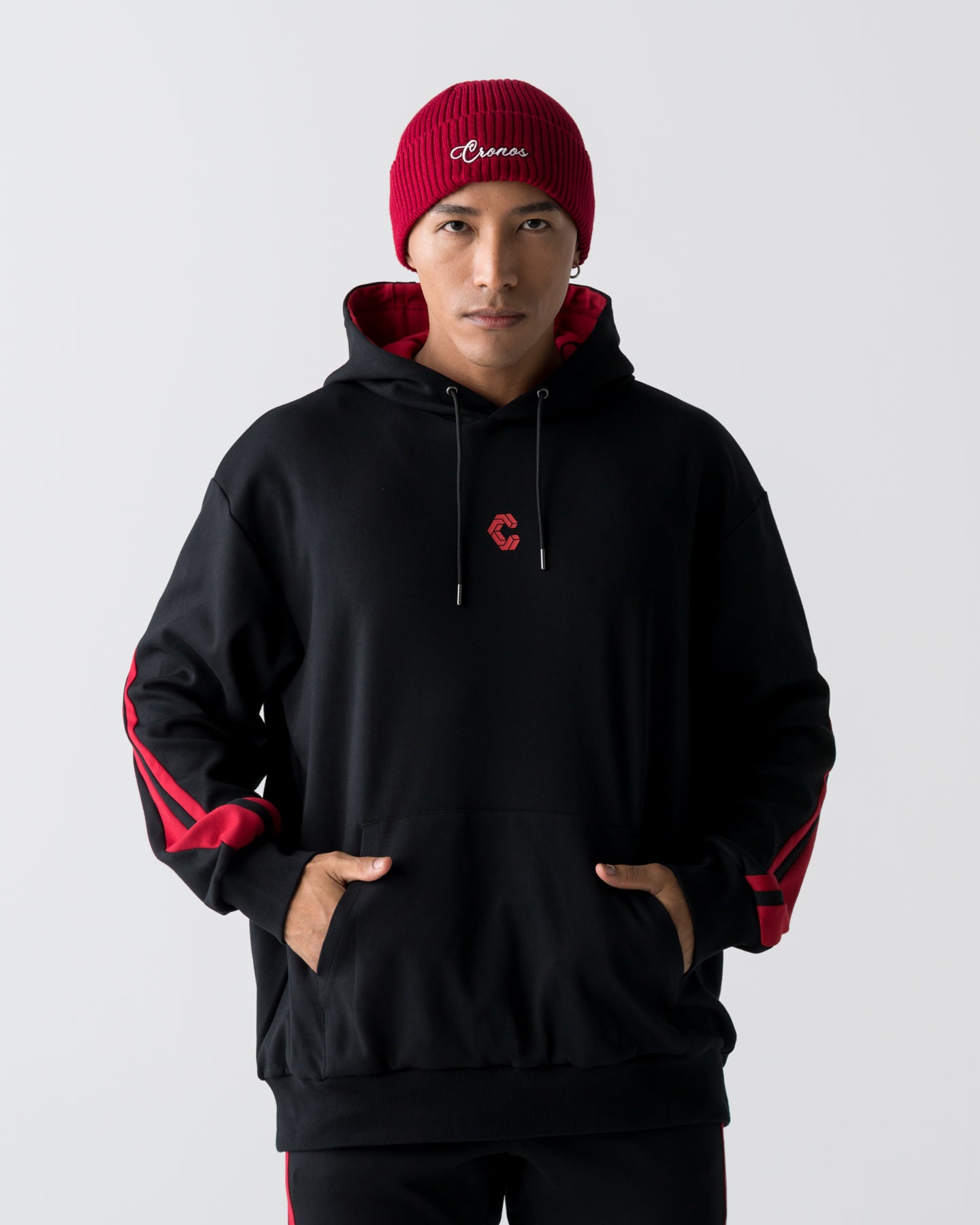 CRONOS AXIS HOODIE【BLACK×RED】