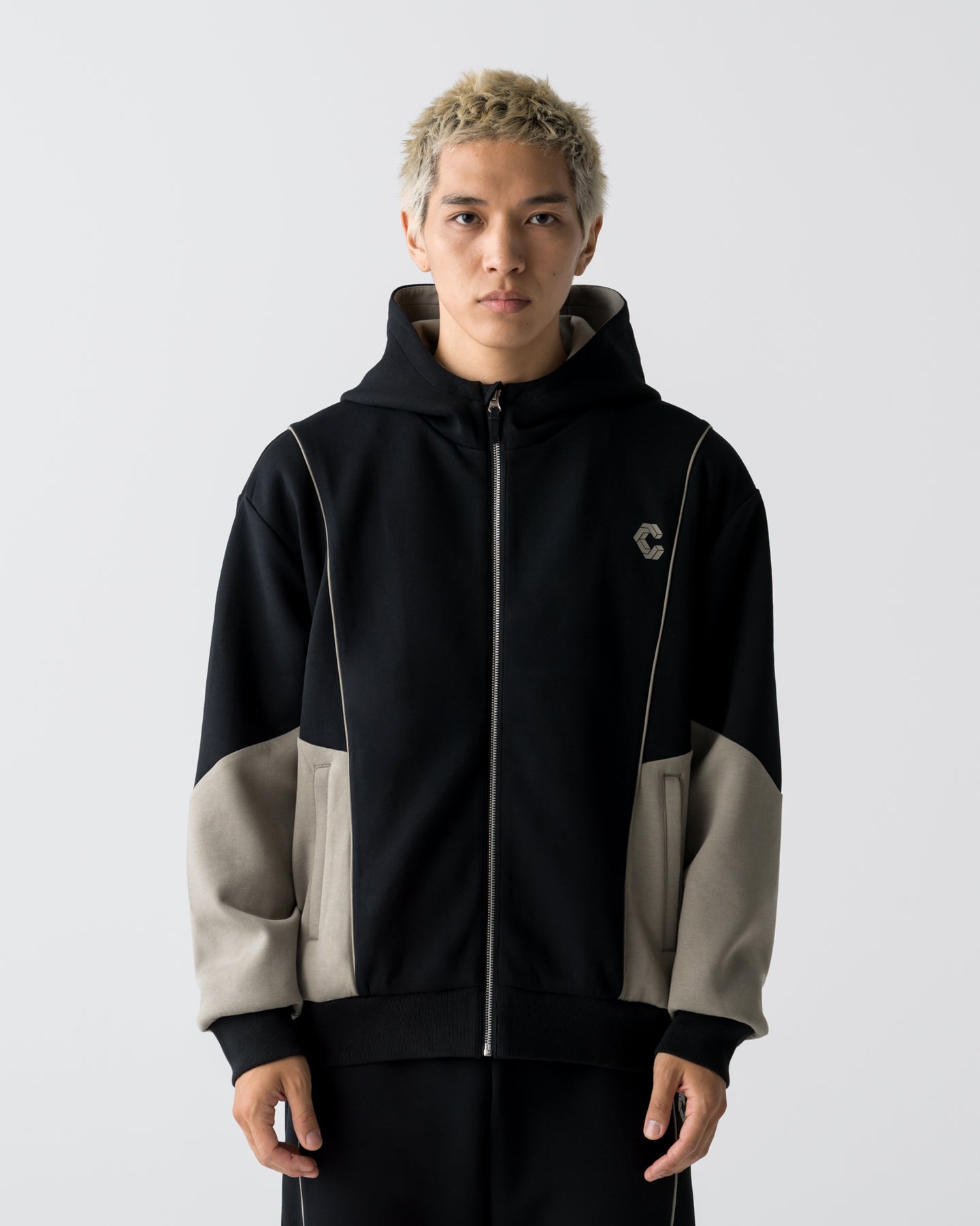 CRONOS ANGLE ZIP BLOUSON【BLACK×TAUPE】
