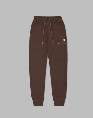 CRONOS WOMEN HEART LOGO SWEAT PANTS【BROWN】