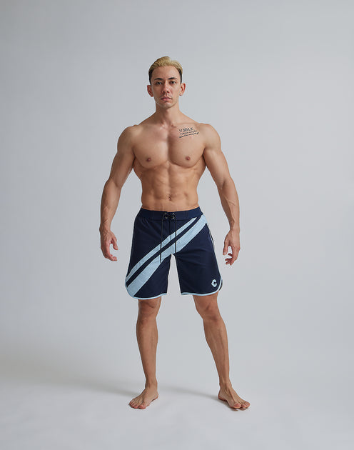 CRONOS SLANTING LINE BOARD SHORTS【NAVY】 - クロノス CRONOS