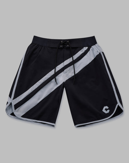 CRONOS SLANTING LINE BOARD SHORTS【BLACK】 - クロノス CRONOS