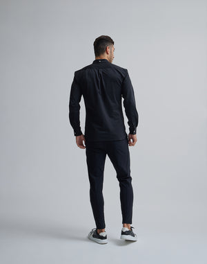 CRONOS BLACK PIN TUCK STRETCH PANTS