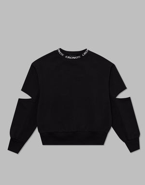 CRONOS WOMEN CUT OUT SWEAT【BLACK】