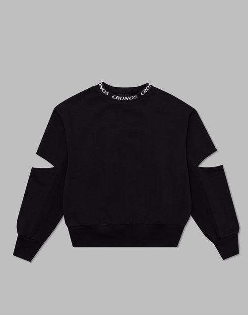 CRONOS WOMEN CUT OUT SWEAT【BLACK】