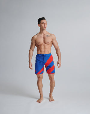 CRONOS GEOMETRIC STAGE SHORTS【BLUE×RED】