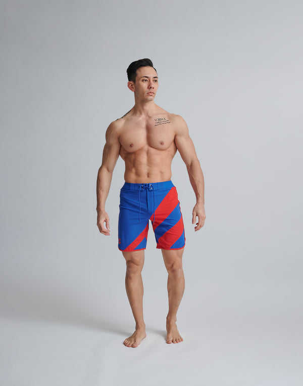 CRONOS GEOMETRIC STAGE SHORTS【BLUE×RED】