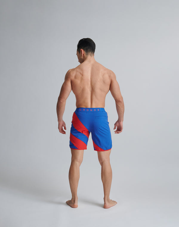 CRONOS GEOMETRIC STAGE SHORTS【BLUE×RED】