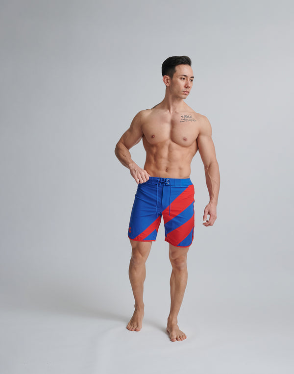 CRONOS GEOMETRIC STAGE SHORTS【BLUE×RED】