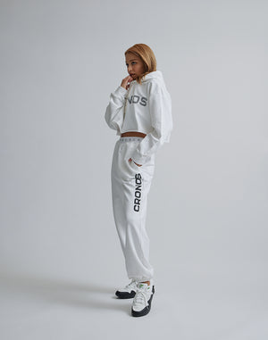CRONOS WOMEN LOGO SHORT HOODIE【WHITE】