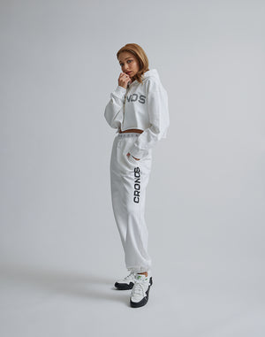 CRONOS WOMEN LOGO SHORT HOODIE【WHITE】
