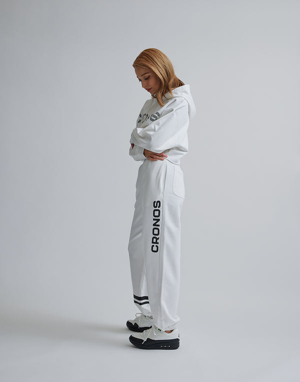 CRONOS WOMEN LOGO SHORT HOODIE【WHITE】