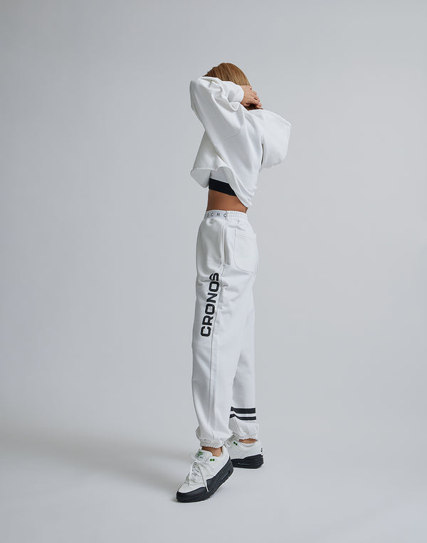 CRONOS WOMEN LOGO SHORT HOODIE【WHITE】