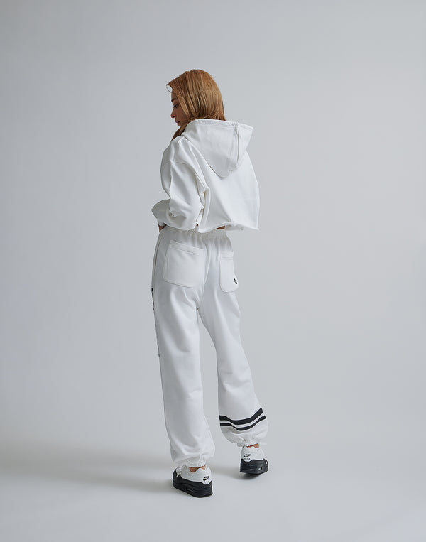 CRONOS WOMEN LOGO SHORT HOODIE【WHITE】