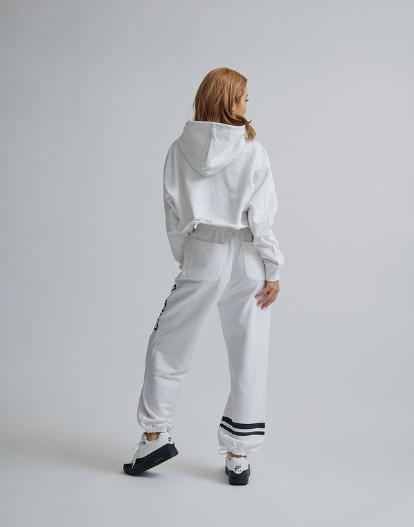 CRONOS WOMEN LOGO SHORT HOODIE【WHITE】