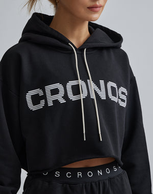 CRONOS WOMEN LOGO SHORT HOODIE【WHITE】