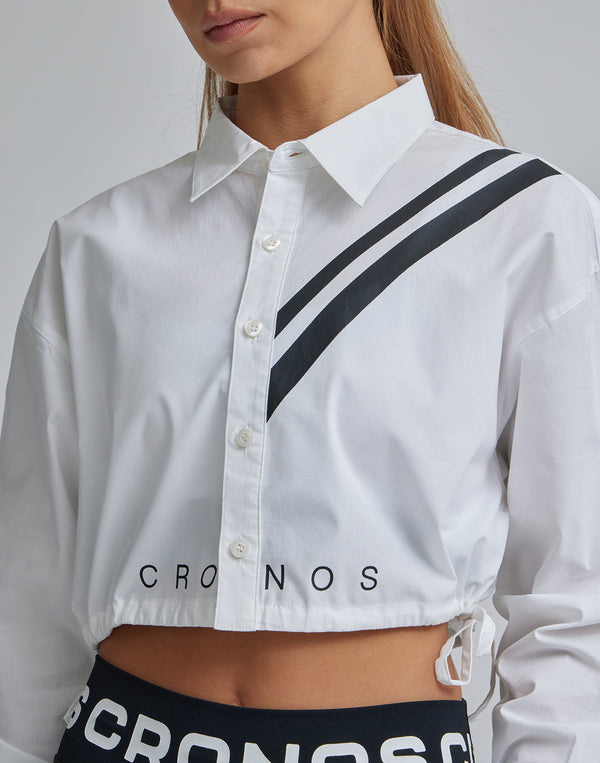 CRONOS WOMEN 2LINE SHORT SHIRTS【BLACK】