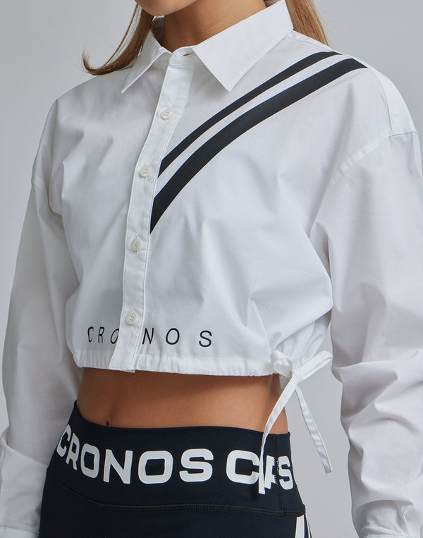 CRONOS WOMEN 2LINE SHORT SHIRTS【BLACK】