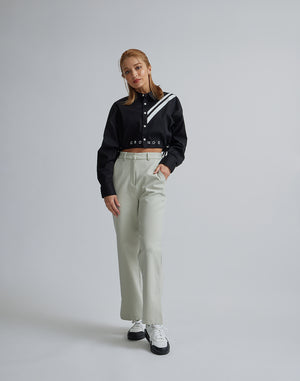 CRONOS WOMEN 2LINE SHORT SHIRTS【BLACK】