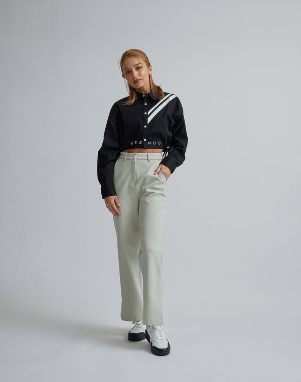 CRONOS WOMEN 2LINE SHORT SHIRTS【BLACK】