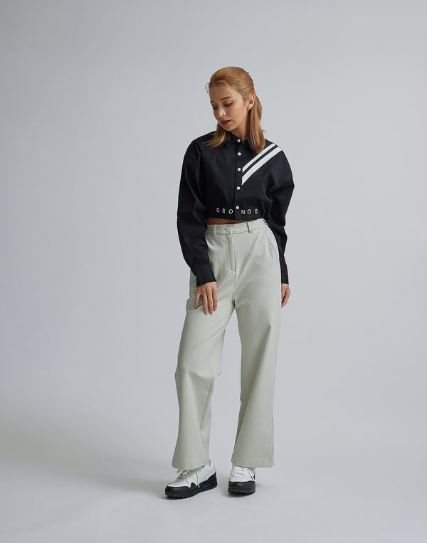 CRONOS WOMEN 2LINE SHORT SHIRTS【BLACK】